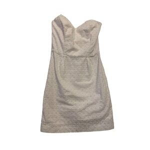 DKNYC Strapless Eyelet Dress Women's 6 White Sweetheart Neckline Lace‎ Summer